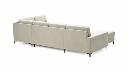 Wohnlandschaft Merlos H - Longchair links und 2,5-Sitzer mit Ecke rechts inkl. Relaxfunktion (motorisch), Stoff, Natur