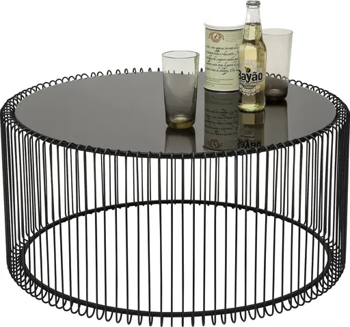 Couchtisch-Set- Stahl, Schwarz, Glas, Schwarz