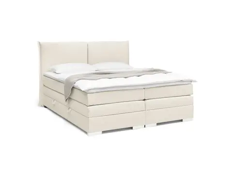 Boxspringbett SANDRIN L- Liegefläche ca. 200x200 cm, Stoff, Creme, inkl. Stauraum
