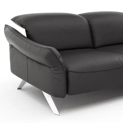 Ecksofa Bormio - 2,5-Sitzer mit Ecke rechts inklusive Relaxfunktion (motorisch), Leder, Schwarz