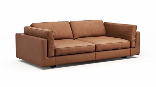 Sofa Aprino 3 - 3,5-Sitzer XL, Dickleder, Cognac, Armlehne Kissen