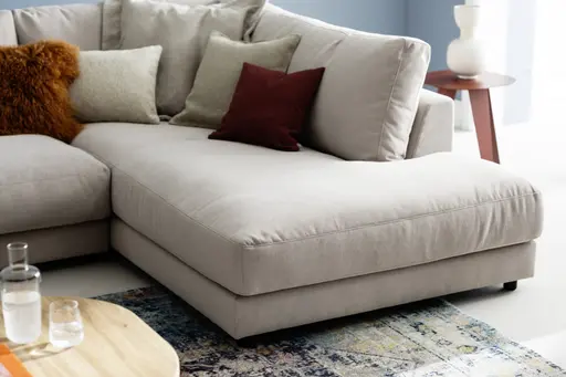 Ecksofa Juni - 2-sitzer mit Ecke rechts, Stoff, Taupe