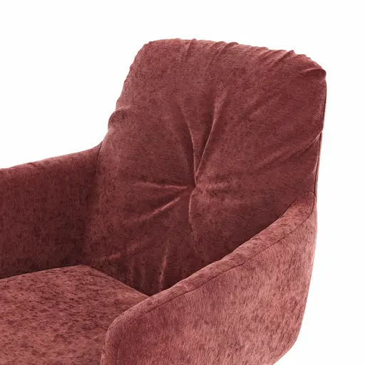 Armlehnstuhl Pelle - Stoff, Weinrot, Kufe, Schwarzgrau