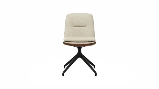 Polsterstuhl Macano - drehbar, Stoff & Leder, Beige, Cognac
