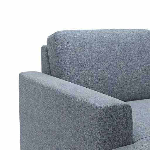 Wohnlandschaft Merlos - Longchair links mit 2,5 Sitzer und Ecke rechts, Stoff, Hellblau