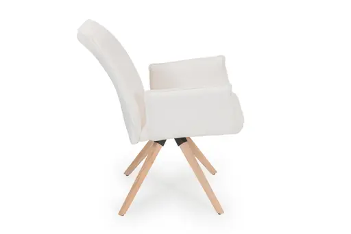 Armlehnstuhl - drehbar, Stoff, Weiß