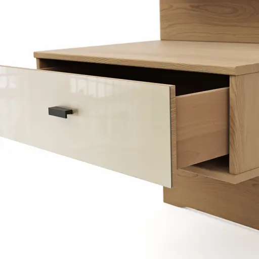 Nachttisch Lenoso - Eiche Nachbildung, Glas Champagner