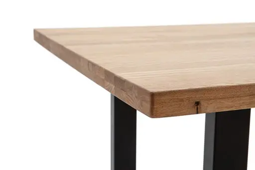 Esstisch - LB ca. 180x90 cm, Wildeiche massiv geölt, Schwarz