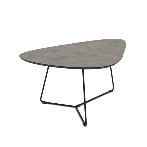 Couchtisch - 2er Set, Betonoptik dunkel, Schweizer Kante, Schwarz