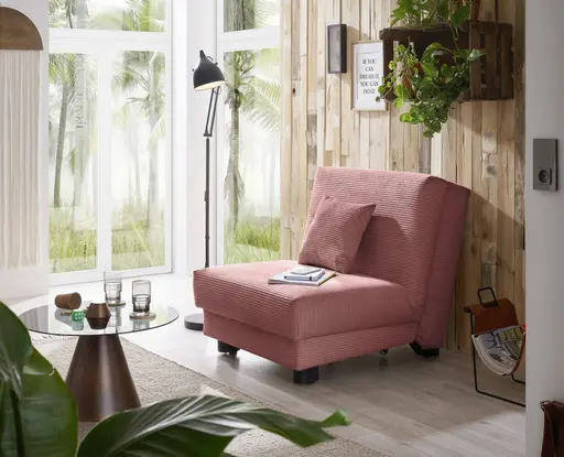 Faltsessel Easy Optik A - ohne Armlehnen inkl. Schlaffunktion, Cord, Rot