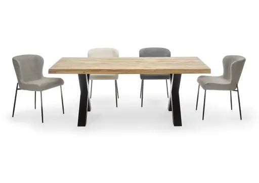 Esstisch - LB ca. 220x100 cm, Wildeiche massiv geölt, Baumkante, Schwarz