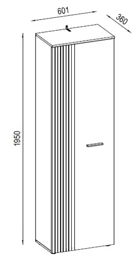 Garderobenschrank - B ca. 60 cm, Anthrazit, Eiche Coast Evoke Nachbildung