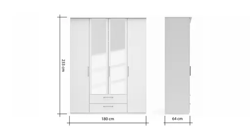 Drehtürenschrank Viana - B. ca. 180cm, Lack, Weiß
