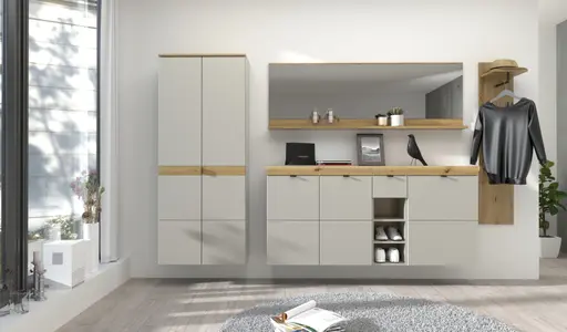 Schuhschrank - B ca. 60 cm, Kaschmir, Artisan Eiche Nachbildung