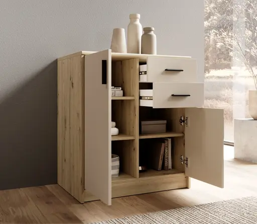 Kommode - B ca. 74 cm, Artisan Eiche Nachbildung, Kaschmir