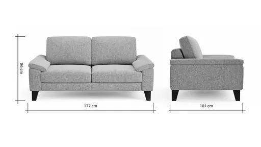 Sofa Oviedo - 2-Sitzer, keine Funktionen, Flachgewebe, Grau