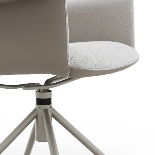 Armlehnstuhl Sedana - drehbar, Leder & Stoff, Grau