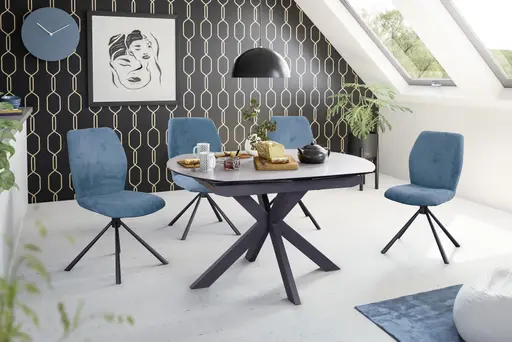 Stuhl MANOA - drehbar, Stoff, Petrol