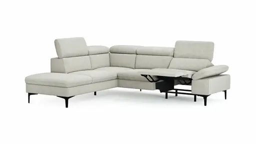 Ecksofa Felipa - Ecke links mit 2,5-Sitzer inkl. Armlehne verstellbar und Rückenlehne/Sitztiefe verstellbar (motorisch), Stoff, Natur
