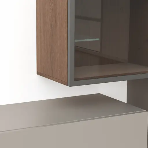 Wohnwand 4450 - Lack, Grau, Nussbaum