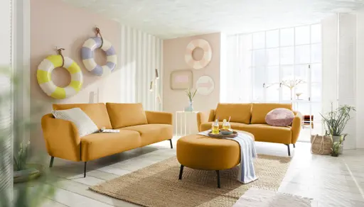 Sofa CARLLOTA - 2,5-Sitzer, Stoff, Kurkuma