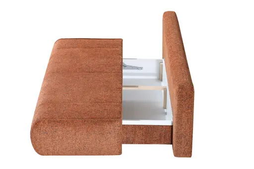 Querschläfer - Schlaffunktion mit Bettkasten, Stoff, Rotbraun