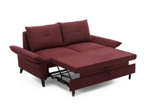 Sofa - 2-Sitzer, Schlaffunktion (manuell), Flachgewebe, Weinrot