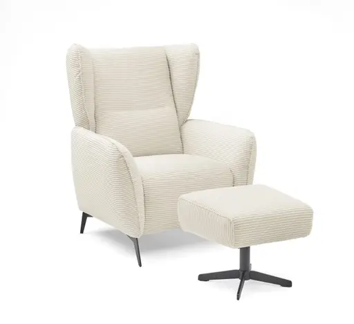 Hocker EILA - Stoff, Creme
