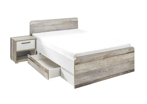 Bettgestell- Liegefläche ca. 140x200 cm, Holz Dekor, Weiß