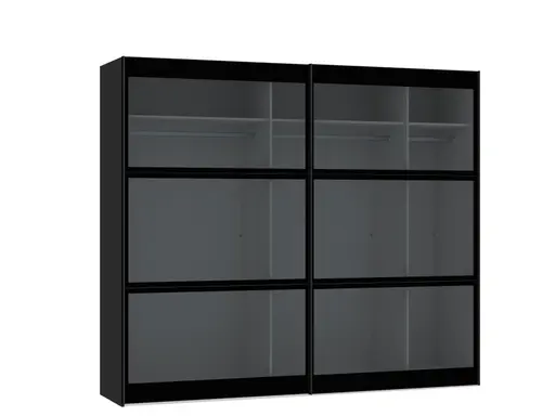 Schwebetürenschrank JOIN IT- B ca. 252 cm,  Schwarz, Rauchglas, Dunkel