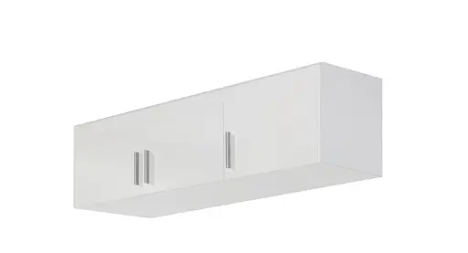 Schrankaufsatz- B ca. 136 cm, Weiß, Weiß Hochglanz