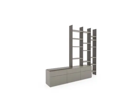 Wohnwand 3900 - Lack matt, hellgrau