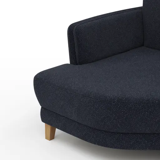 Sofa Stamford - 3,5-Sitzer, Bogen links mit Ecksofa 2-sitzig und Abschlusshocker Rechts, Stoff, Dunkelblau