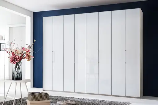 Drehtürenschrank - B. ca. 300 cm, Glas Weiß