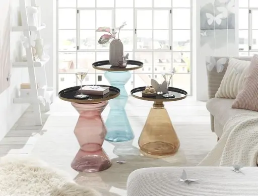 Beistelltisch - Ø/H ca. 45x45 cm, Schwarz, Braun