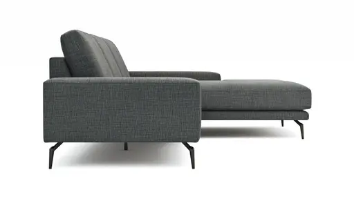 Ecksofa Redington - 2,5-Sitzer mit Longchair groß rechts, Stoff, Schwarz