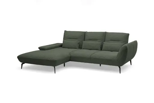Ecksofa PAYTON - Ecke links, 2-Sitzer inkl. Rückenneigung, Armteilverstellung, Stoff, Olive