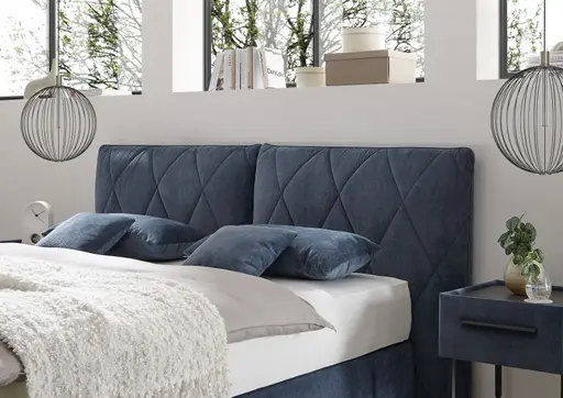 Boxspringbett - Liegefläche ca. 180x200 cm, Stoff, Blau