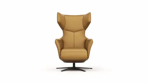 Sessel Noto Relax II - Rückenlehne und Fußteil verstellbar (motorisch), Leder, Kurkuma
