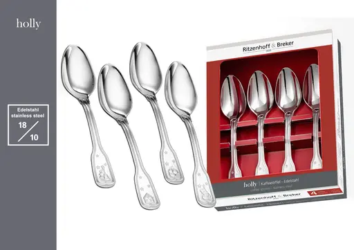 Kaffeelöffel-Set - 4teilig, Silberfarben