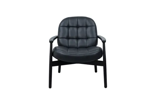 Loungesessel Frost - Leder, Schwarz