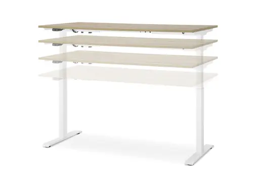 Schreibtisch GELI - höhenverstellbar, LB ca. 140x80 cm, Eiche Nachbildung, Weiß