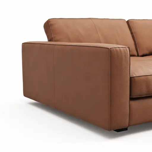 Sofa Aprino 2 - 3,5-Sitzer XXL, Dickleder, Cognac, Armlehne Block schmal
