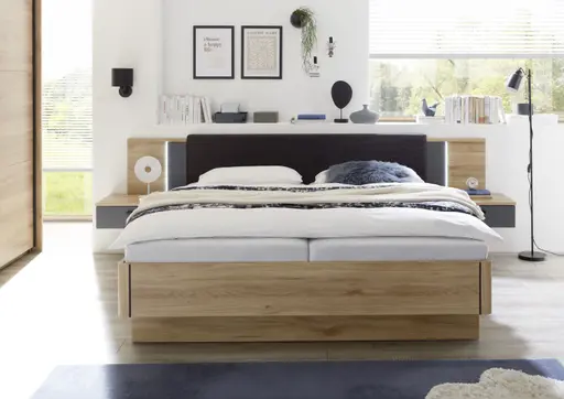 Bettanlage- Liegefläche ca. 180x200 cm, Eiche Dekor, Graphit