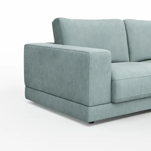 Ecksofa Juni - 2-Sitzer mit Longchair rechts, Stoff, Hellblau