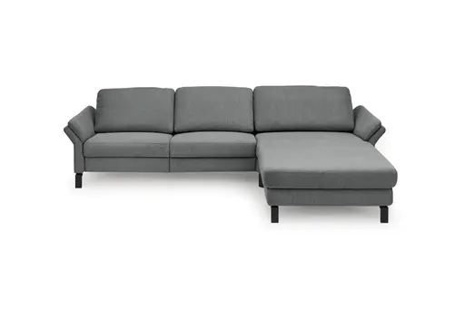 Ecksofa CALM PREMIUM 2.0 - 3-Sitzer mit Longchair rechts, Rückenlehne vertellbar, Stoff, Anthrazit