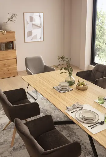 Esstisch Phoenix - LB ca. 260x100cm, Bambus, bianco geölt