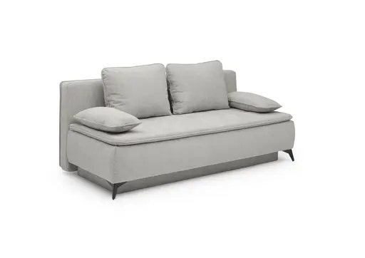 Sofa JANIN - 2-Sitzer, Schlaffunktion mit Bettkasten, Stoff, Grau
