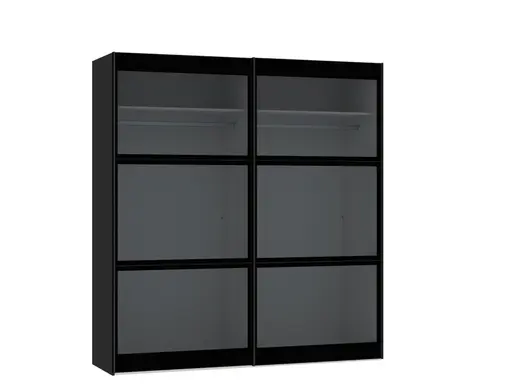 Schwebetürenschrank JOIN IT- B ca. 202 cm,  Schwarz, Rauchglas, Dunkel