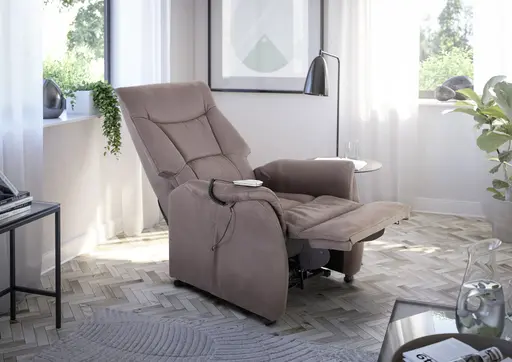 TV-Sessel MALEK - Relaxfunktion, Stoff, Braun